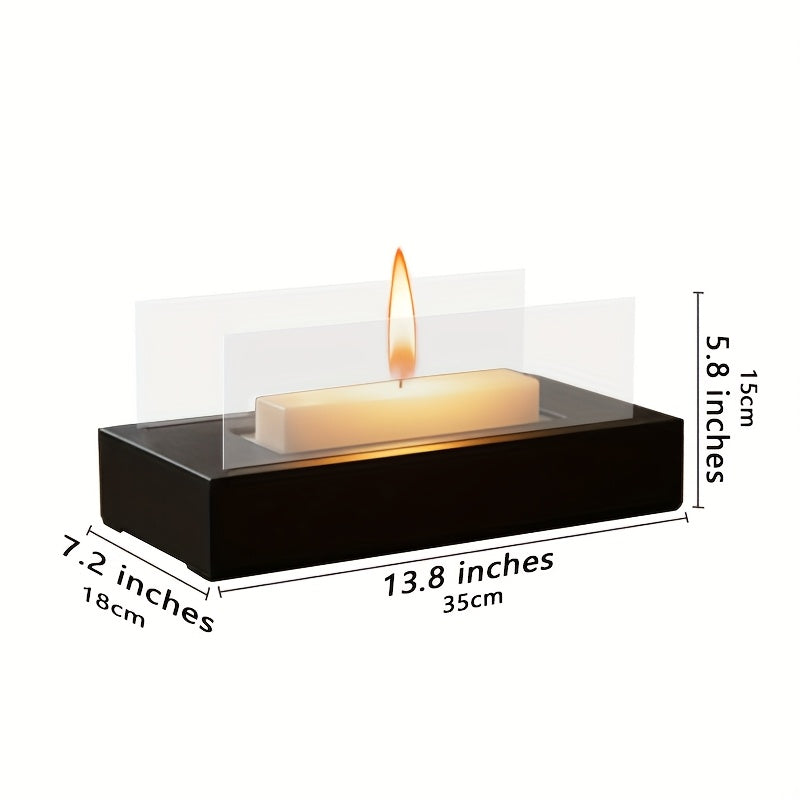 Tabletop Fire Pit Wood Pellet Smoke-Free 15 Inch with Glass Wind Guard, Portable Outdoor Mini Fire Pit for Patio Backyard Camping Tailgating Deck