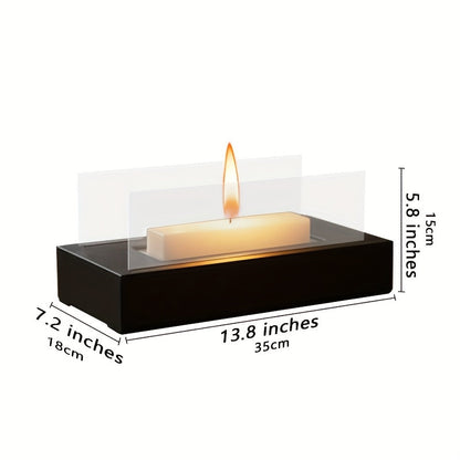 Tabletop Fire Pit Wood Pellet Smoke-Free 15 Inch with Glass Wind Guard, Portable Outdoor Mini Fire Pit for Patio Backyard Camping Tailgating Deck