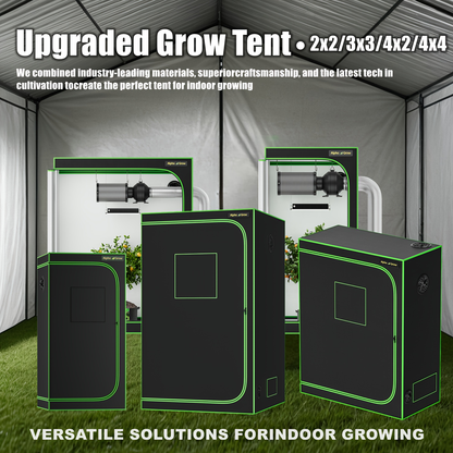 ALPHAGROW Grow Tent Greenhouse Portable 2X2/3X3/4X2/4X4 Ft High Reflective 1680D Mylar Canvas with Observation Window And Floor Tray for Hydroponic, Mushroom, Flower Indoor Plant Growing Home