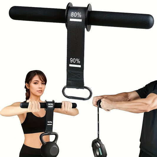 Fitness Equipment Wrist Roller Bar with Hanging Strap, Four Marked Grip Levels and 12.6-Inch Handle
