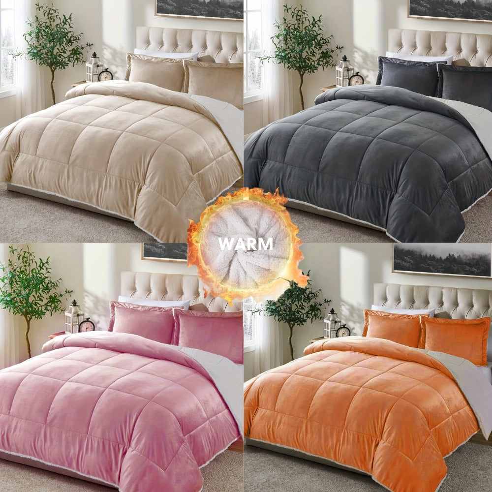 Reversible Sherpa Fleece Comforter Set in 40 Size and Color Options for Twin XL, Full, Queen or King Beds