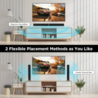 2-in-1 Separable TV Soundbar with Subwoofer – Surround Home Theater Sound Bar for Smart TV, ARC, Optical & AUX Connection, DSP Technology, Infrared Remote Control, Wireless Speaker System