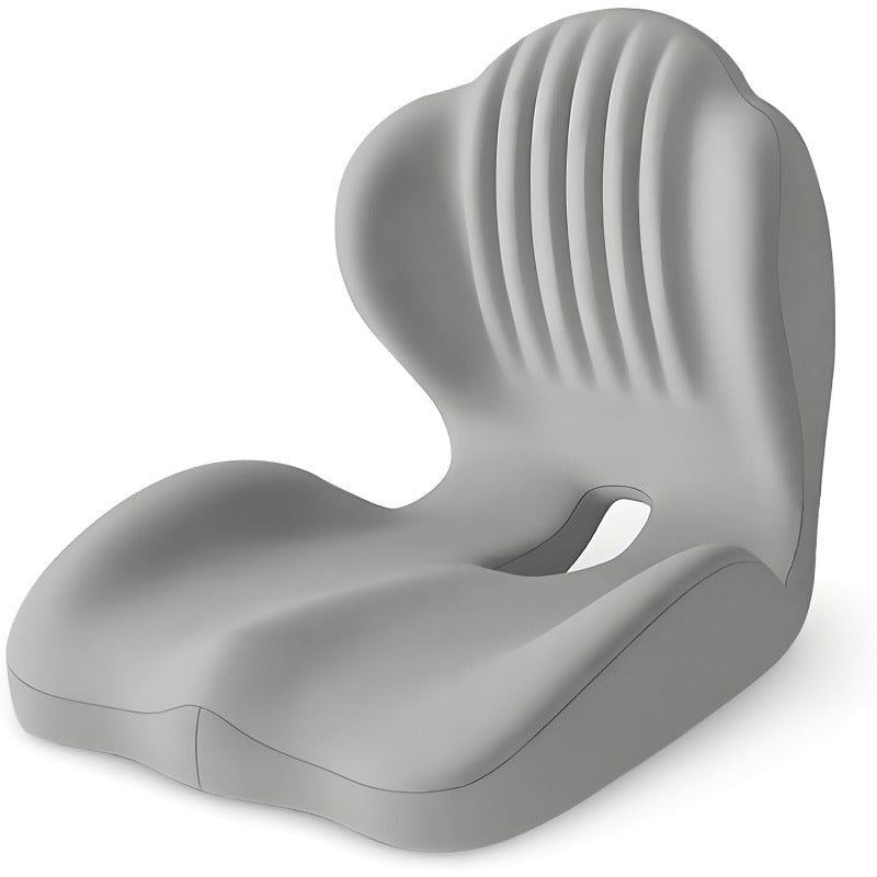 Contoured One-Piece Seat Cushion with Ribbed Back Support, Non-Slip Base and Five Color Options
