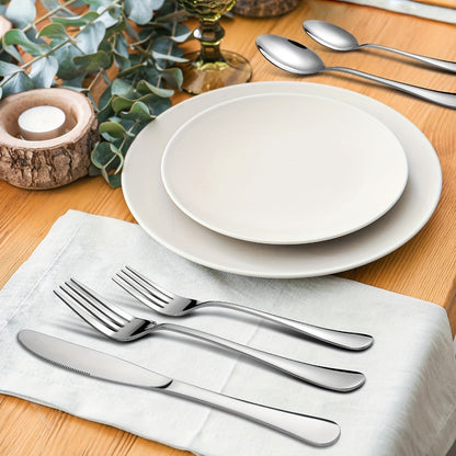 20- or 60-Piece Flatware Set in Silver, Gold or Rainbow Finish with Five-Piece Place Settings