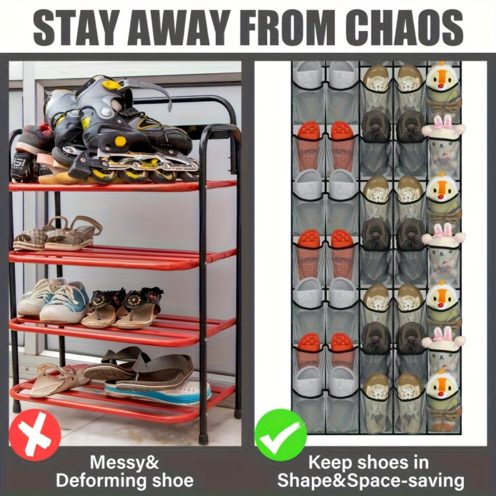 Over Door Shoe Storage Organizer with 28, 35 or 40 Mesh Compartments and Included Hooks for Home Organization