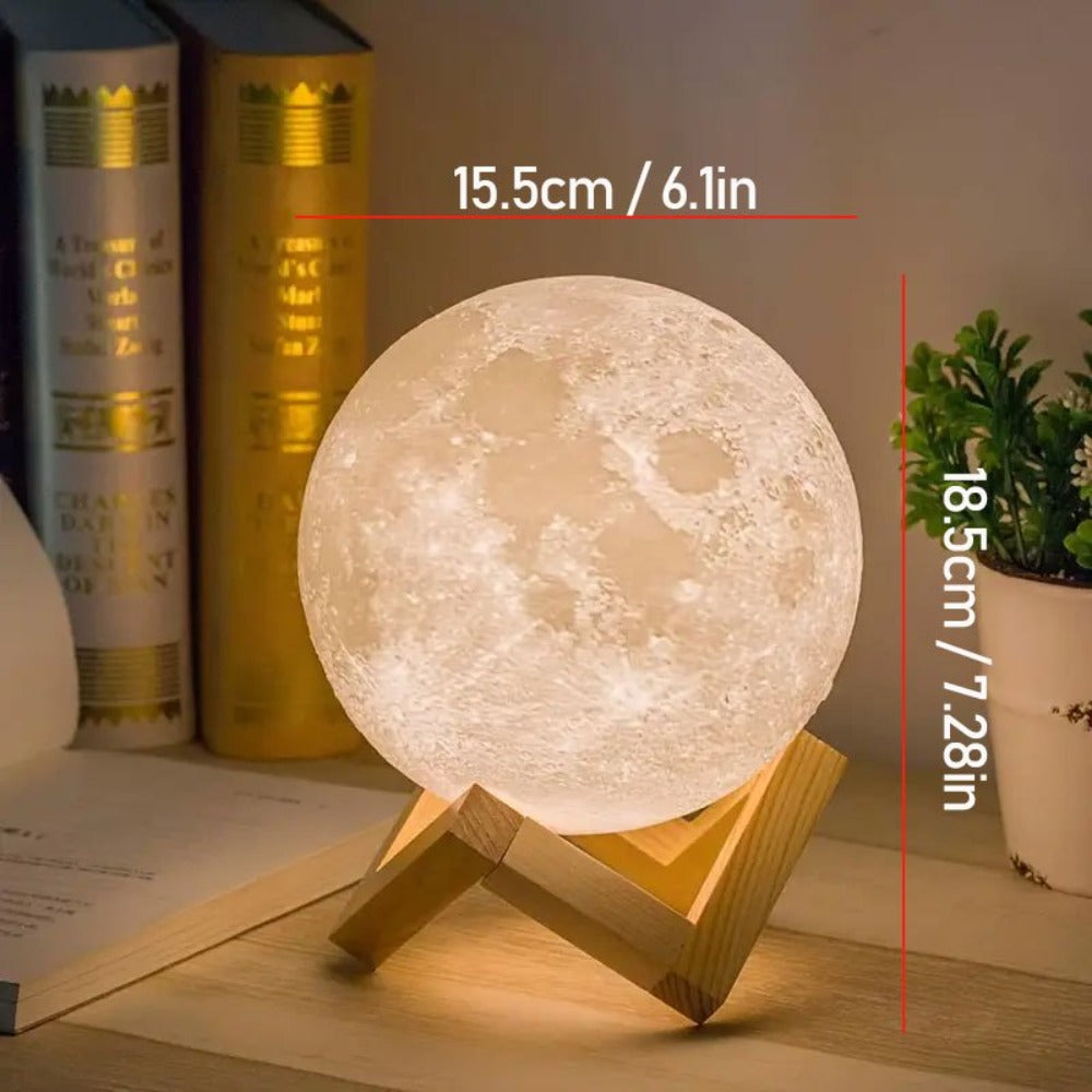 6.1-Inch Moon Lamp with 16-Color LED Lighting, Remote Control, USB Lead and Wooden Display Stand
