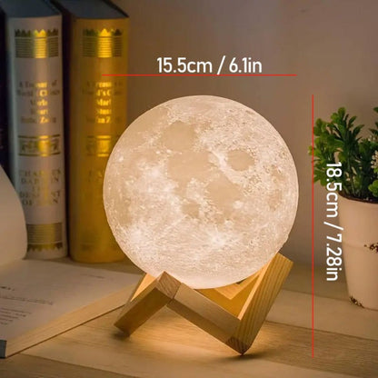 6.1-Inch Moon Lamp with 16-Color LED Lighting, Remote Control, USB Lead and Wooden Display Stand