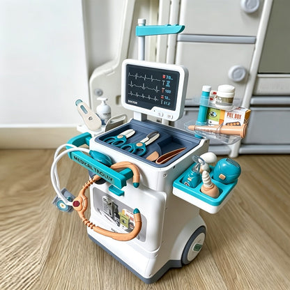25-Piece Pretend Doctor Cart Play Set with Fold-Open Case, Display Panel and Toy Examination Accessories