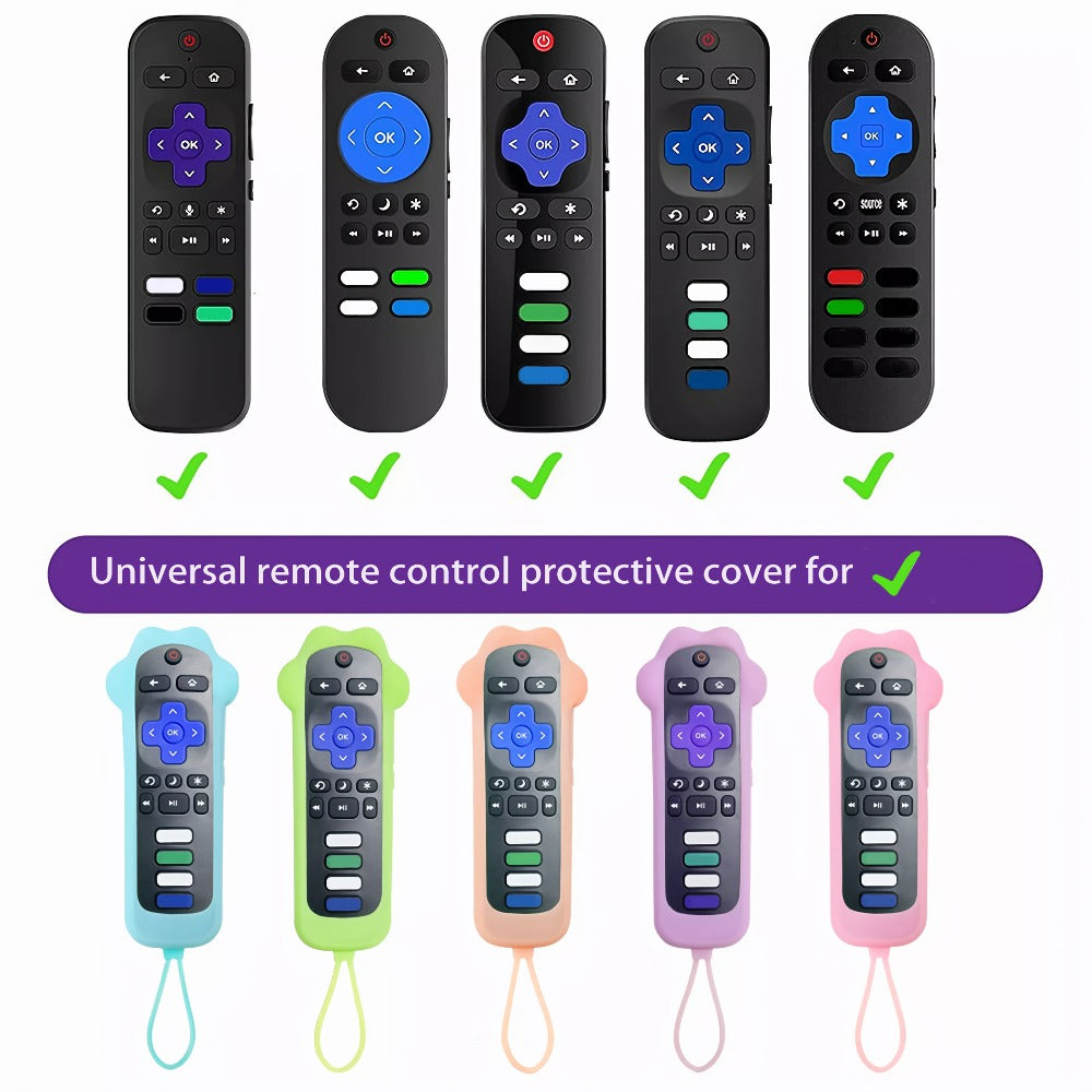 Luminous Green Dog-Paw Remote Control Case with Wrist Loop for Pictured Roku-Style Button Layout