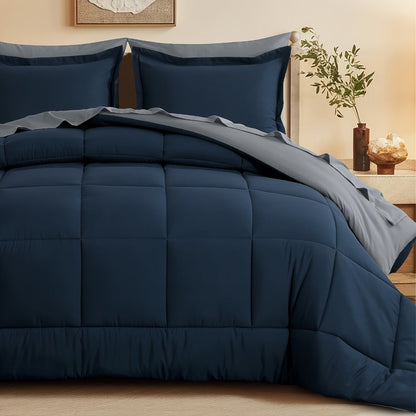 7 Piece Comforter Set Luxury Soft Fluffy Bedding All Season Bed in a Bag with Comforter Fitted Sheet Flat Sheet Pillowcases Hypoallergenic Breathable Easy Care Queen King Twin XL Full
