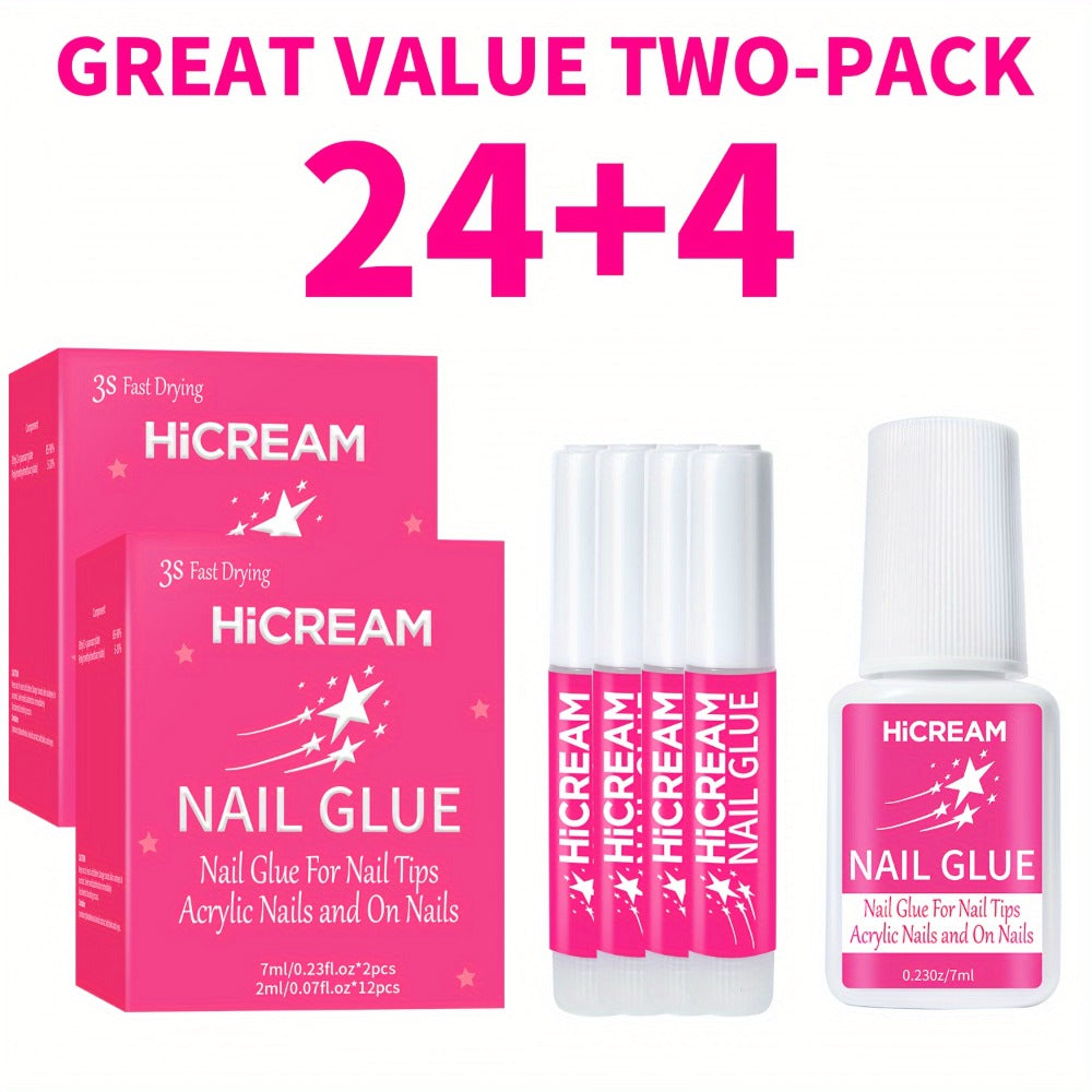 Nail Glue Set, MICHAN 14- or 28-Piece Configurations with 2ml Squeeze Tubes and Optional 7ml Brush Bottles
