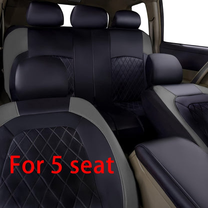 Car Seat Covers 5-Seat Nappa-Style PU Leather Full Set in Red, Blue, Black and Gray Color Options