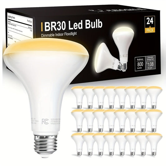 BR30 LED Flood Light Bulbs Dimmable 9W = 65W Equivalent 800 Lumens E26 Base CRI 80+ Recessed Light Bulbs for Ceiling Kitchen – 2700K Soft White or 5000K Daylight – Available in 6-Pack & 24-Pack