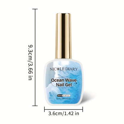 Gel Nail Polish NICOLE DIARY 2-Piece Watercolor and Ocean-Wave Set with Two 15ml Bottles for DIY Art