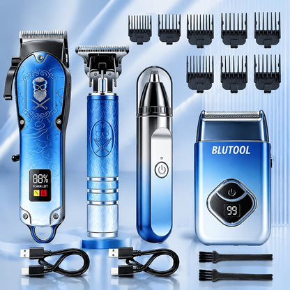 Men's Grooming Kit Hair Clipper & Electric Shaver USB Rechargeable Cordless LED Display – Precision Beard Trimmer Face Shaver Set for Hair Trimming Styling, Grooming Gift for Dad Husband Boyfriend
