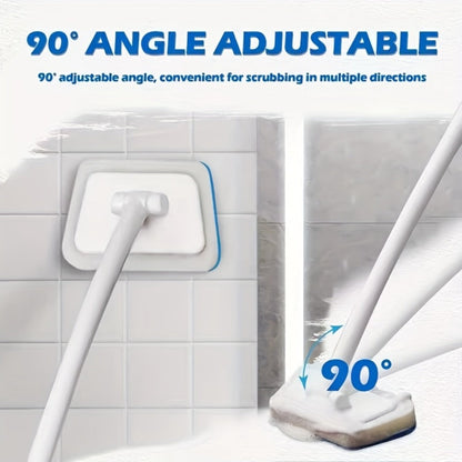 Long Handle Sponge Brush Set with Replaceable Heads for Kitchen Bathroom Tile Bathtub Cleaning – 1 Handle + 6/10/15 Brush Heads, Thickened Durable Scrubber