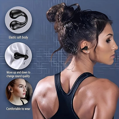 Menzluio Bone Conduction Headphones 48H Playtime HiFi Stereo Active Call Noise Canceling Wireless Open-Ear Headset for iPhone Android Sports Running Cycling Outdoor Awareness