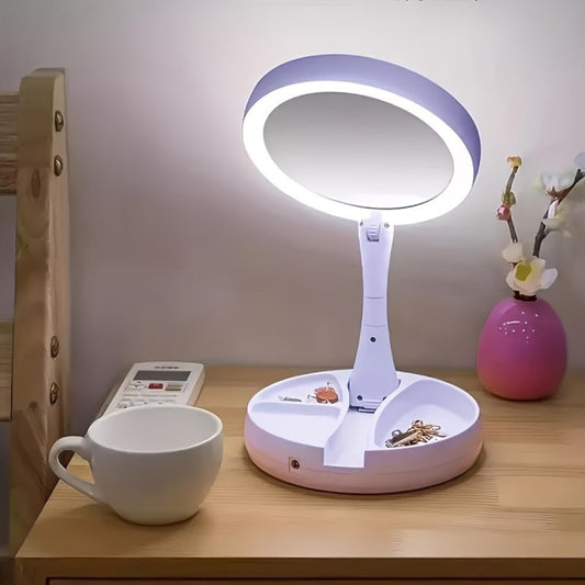 Lighted Makeup Mirror with 10x Magnifying Glass – Double Sided LED Vanity Mirror, Bright Shadow-Free Light, USB & Battery Dual Power, Tabletop & Travel | Ladies Beauty Gift for Women