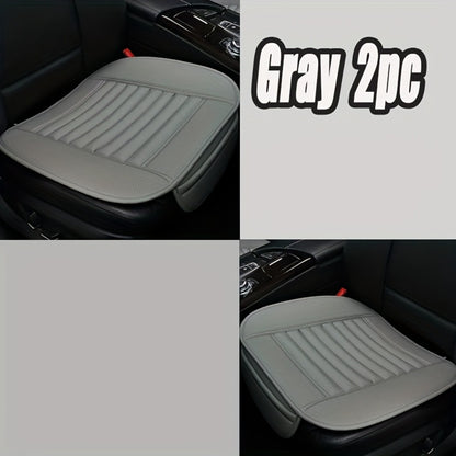 Car Seat Pads 2pcs Front – Non-Slip Rubber Base, Breathable Backless Design, Universal Fit All-Season Comfort Cushion, Black Beige Grey Car Interior Seat Cover Pad Set