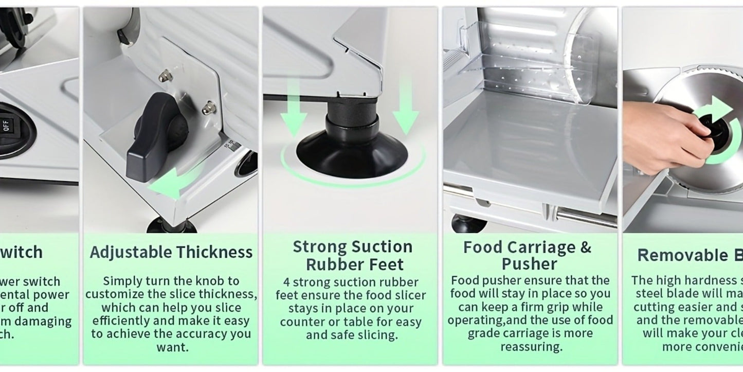 Electric Meat Slicer for Home, 6.7" Stainless Steel Blade, 150W Deli Food Slicer with Adjustable 0-15mm Thickness for Cold Cuts, Cheese, Bread & Vegetables, Easy to Clean