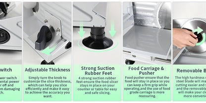 Electric Meat Slicer for Home, 6.7" Stainless Steel Blade, 150W Deli Food Slicer with Adjustable 0-15mm Thickness for Cold Cuts, Cheese, Bread & Vegetables, Easy to Clean