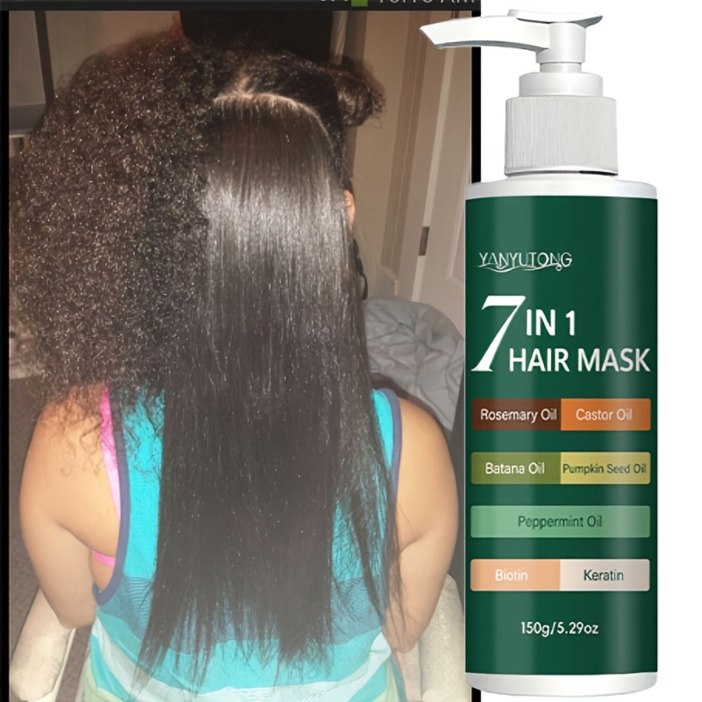 150g 7-in-1 Hair Mask in Green Pump Bottle with Rosemary, Batana, Peppermint and Pumpkin Seed Oils