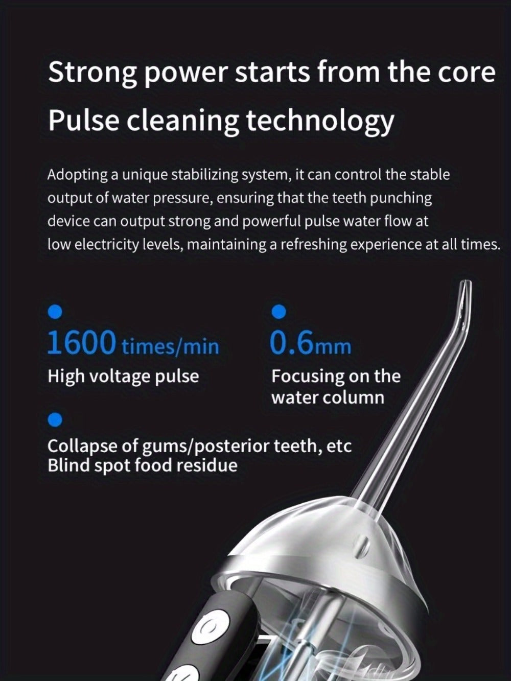 Water Flosser Portable Three-Mode Design with USB Charging, Brush Head Attachment and Three Color Options