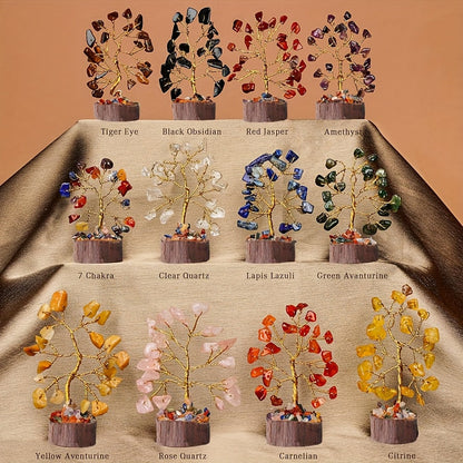 Crystal Tree Set 12-Piece 7 Chakra Handmade Stone Tree Home Decor Gift