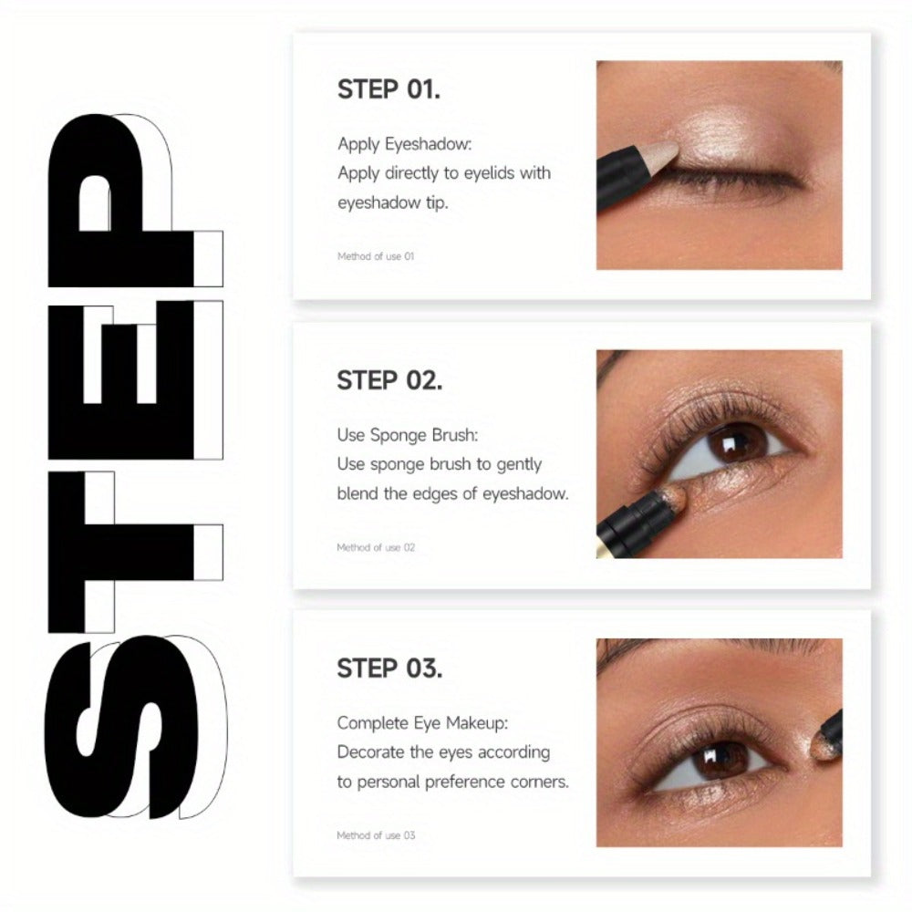Nine-Piece Metallic Eyeshadow Stick Set with Brush in the Exact 9pcs Checkout Configuration