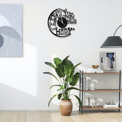 Coffee-Themed Vinyl Record Wall Clock with Cutout Lettering and Standard or LED Light Configuration