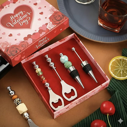 Beadable Bottle Opener and Wine Stopper Sets with Balanced 10- or 20-Piece Checkout Options