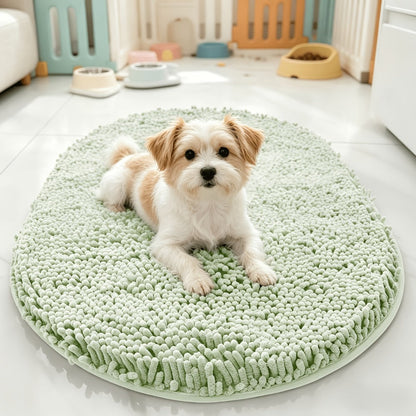 Chenille Bath Mat Non-Slip Super Absorbent Oval Bathroom Rug Soft Plush Carpet for Bathroom Kitchen Bedroom Entryway Indoor Outdoor Pet Dog Mat Machine Washable Multi-Color Multi-Size