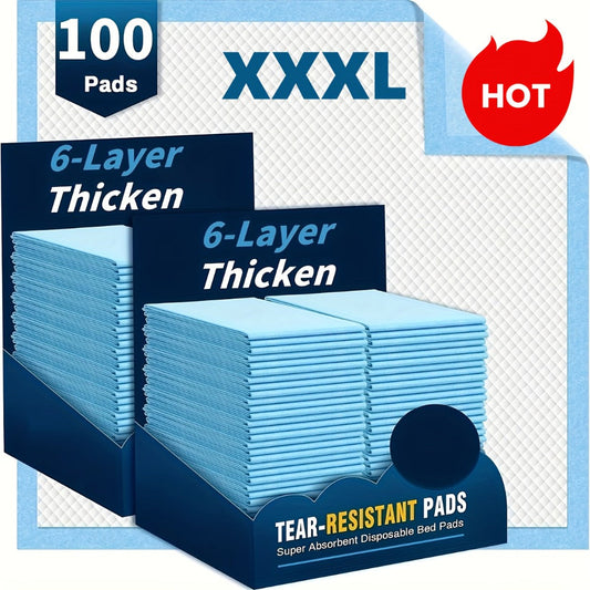 Disposable Underpads for Adults - XXL & XXXL Extra Large Incontinence Bed Pads - Heavy Duty Absorbent Leak-Proof Mattress Protector for Elderly Care - Adult Sheets Anti-Fouling Pet Training Mat 100 Pack