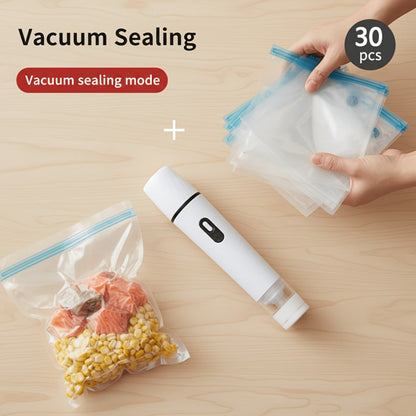 Handheld Vacuum Sealer with USB Cable and 15- or 30-Bag Storage Kit for Compact Kitchen Use