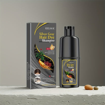 Silver Gray Hair Color Shampoo 2-Pack 3.38oz Each – Natural Herbal Moisturizing & Nourishing Formula, Easy No-Mix Silver Coverage, Long-Lasting Results for Gray & White Hair, Men & Women