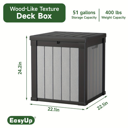Molded-Panel Outdoor Storage Box with 36-, 45- or 51-Gallon Labels across Four Capacity-and-Color Models
