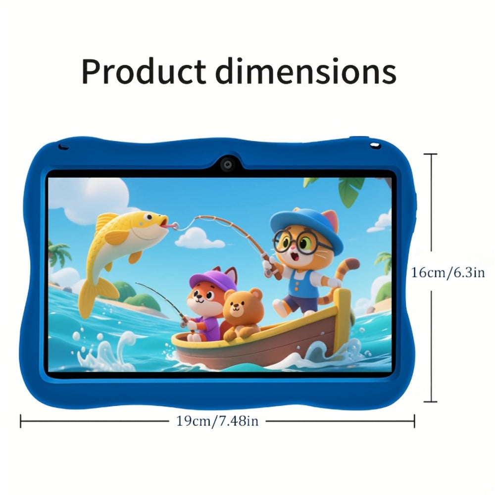 7 Inch Kids Tablet Android 14 WiFi 5 – 2025 Model, 4GB RAM 128GB Storage, HD Display, Dual Cameras, Pre-Installed Educational Apps, Parental Controls, Durable Learning Tablet for Kids