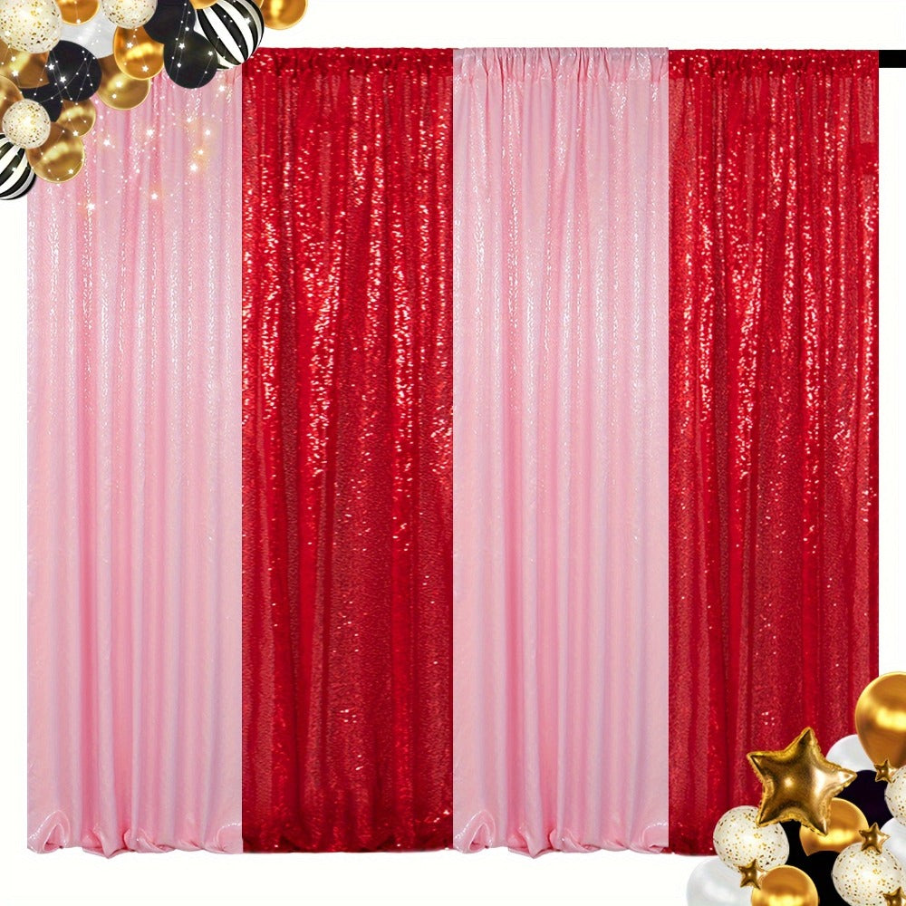 Sequin Backdrop Curtain 4 Panels 2FTx8FT – Shimmer Glitter Background for Wedding Party Photo Booth Decoration