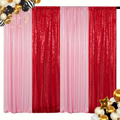 Sequin Backdrop Curtain 4 Panels 2FTx8FT – Shimmer Glitter Background for Wedding Party Photo Booth Decoration