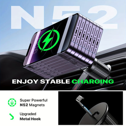 15W Magnetic Wireless Car Charger – Air Vent Mount with N52 Strong Magnet, Fast Charging for iPhone 17 Pro Max / 16 / 15 / 14 / 13 / 12 Series & MagSafe Cases, FCC & RoHS Certified
