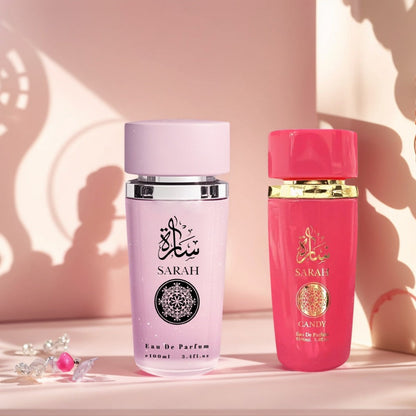 Two-Bottle Women's Perfume Set with Pink and Red 3.4 fl oz Spray Bottles and Matching Boxes