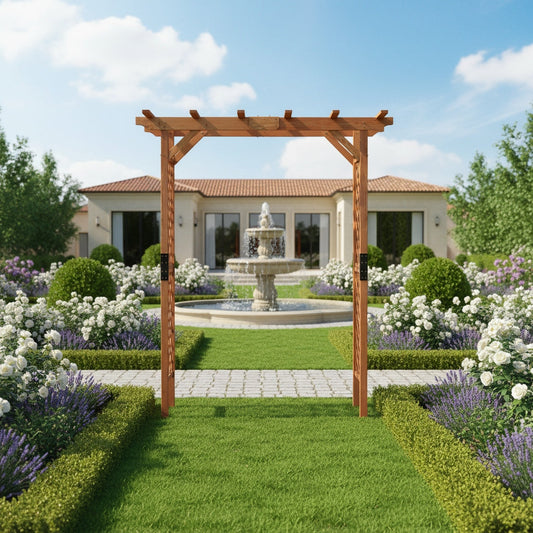 Wood Garden Arbor 7ft Fir Pergola Trellis Climbing Plants Roses