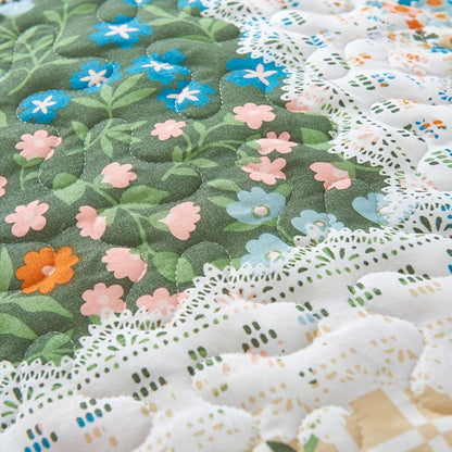 Floral Patchwork Quilt Set in Green, Blue, Grey Pink or Pink with Twin, Full/Queen and King Sizes