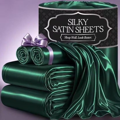 Satin Bed Sheets Set 2100TC Ultra Soft 3/4pcs – Silky Smooth Breathable Satin Bedding for Twin Full Queen King, 5-Star Luxury Hotel Experience, Solid Color, 7 Colors Available