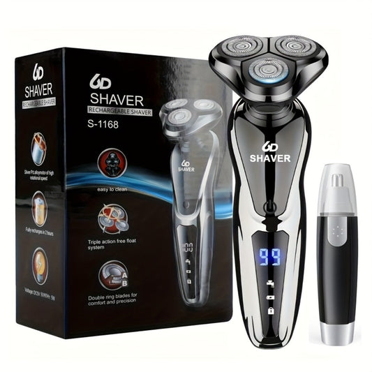 Electric Shaver 3D Floating Head with LED Battery Indicator, Rechargeable Power and Wet/Dry Use in 1- or 2-Pack