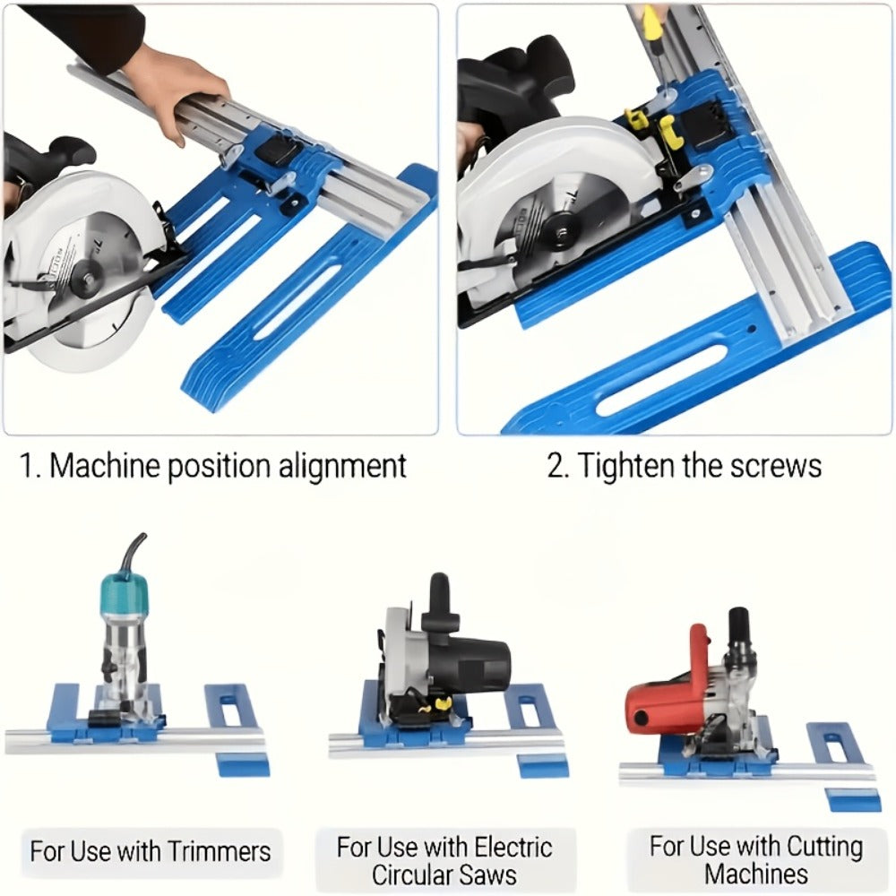 Metal Circular Saw Guide Rail for Straight Manual Cuts in Blue, Yellow, Orange or Red for Workshop Projects