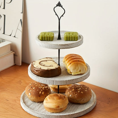Three-Tier Wooden Cupcake Stand in Light Brown, Dark Brown or White for Dessert and Party Displays