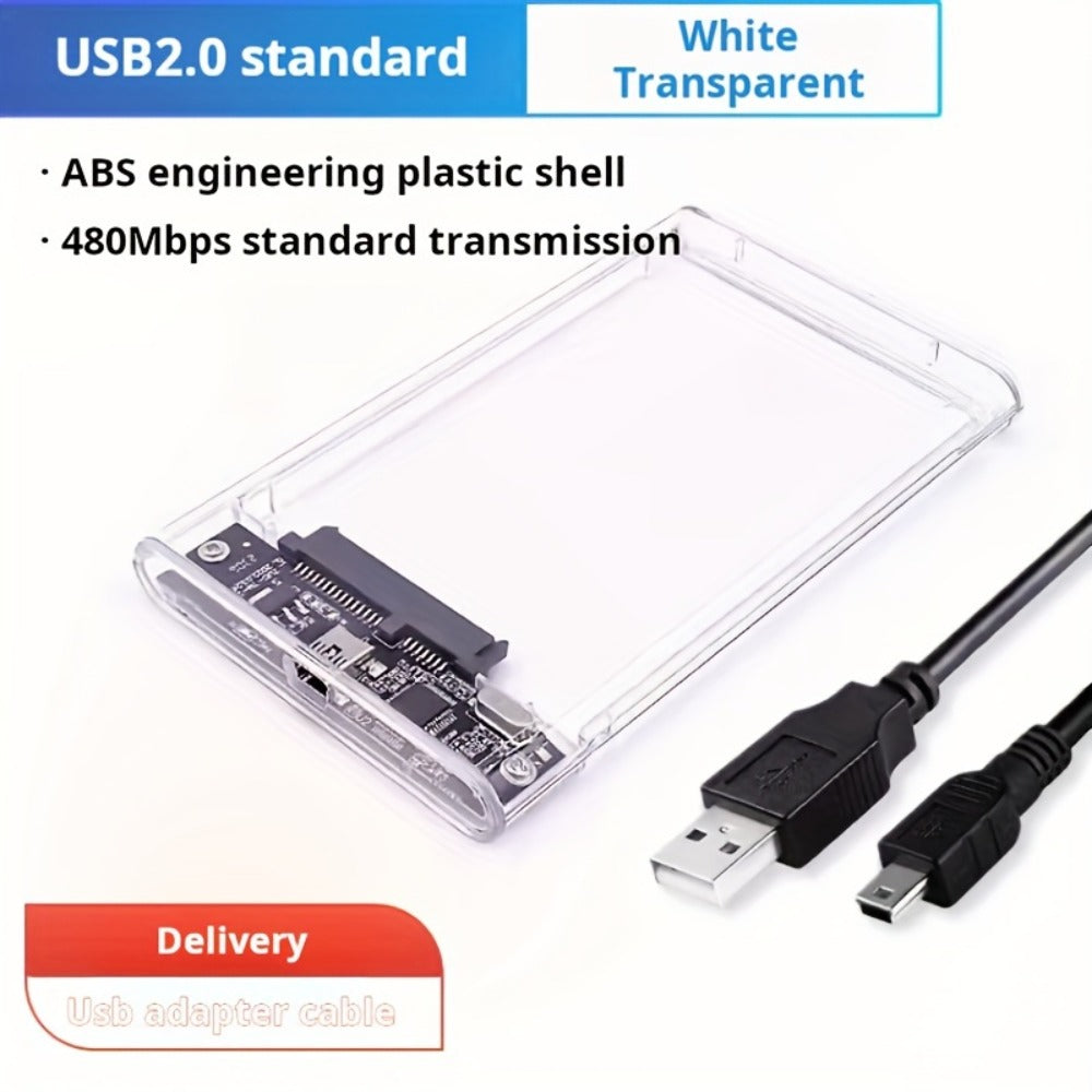 2.5 Inch External Hard Drive Enclosure USB 2.0 to SATA III Converter - Supports Up to 6TB HDD SSD, UASP High-Speed Transfer, Tool-Free Installation, ABS, Compatible with 7mm & 9.5mm Drives (Drive Not Included)