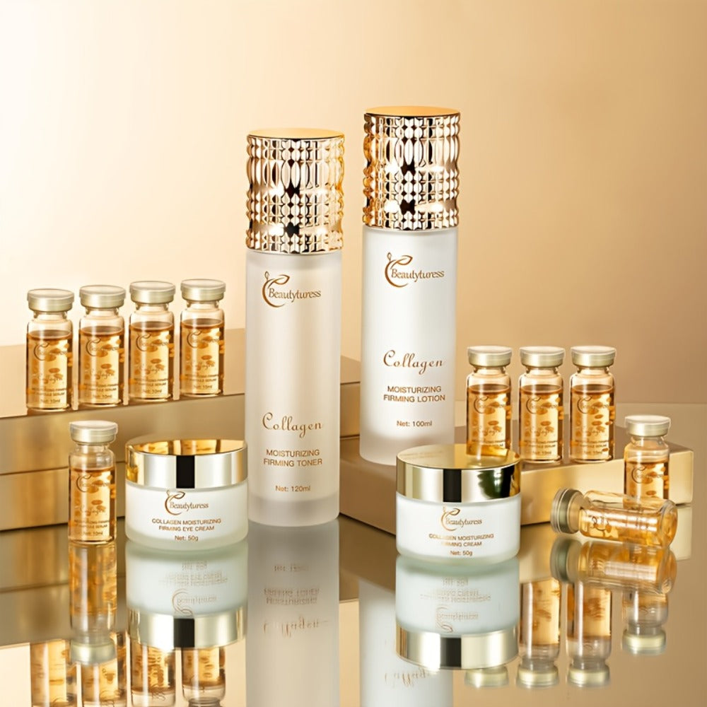 Skincare Set with Beautyluress Label, 14 Collagen Hyaluronic Acid and Niacinamide Product Pieces