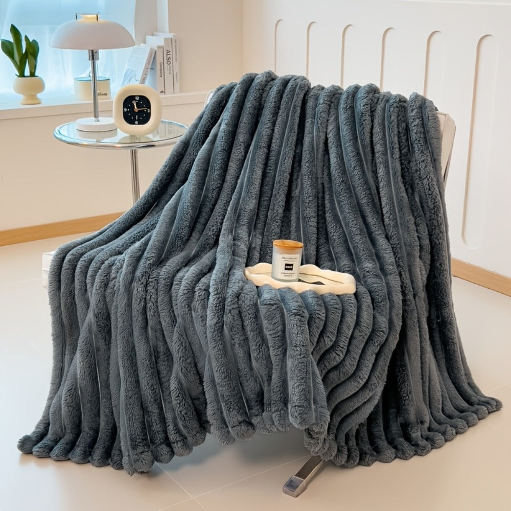 Reversible Faux Rabbit Hair Blanket in Four Colors and Five Sizes from 39 x 60 to 108 x 90 Inches